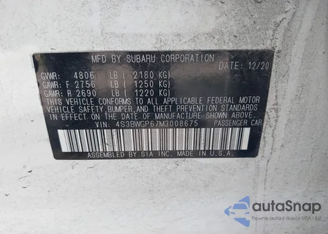 2021 Subaru Legacy Touring Xt from USA, damaged, VIN 4S3BWGP67M3008675